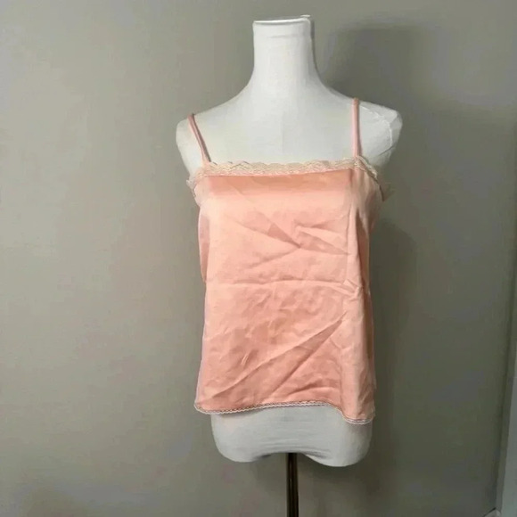 Vintage  cantaloupe orange satin lace cami S fairy coquette pastel - Picture 2 of 5
